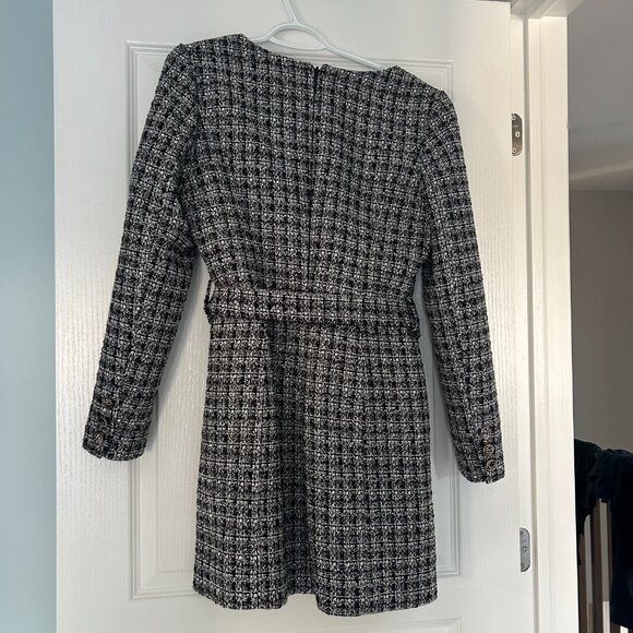 Ever New Celine Belted Bouclé Dress US 8 Tweed - Picture 2 of 3